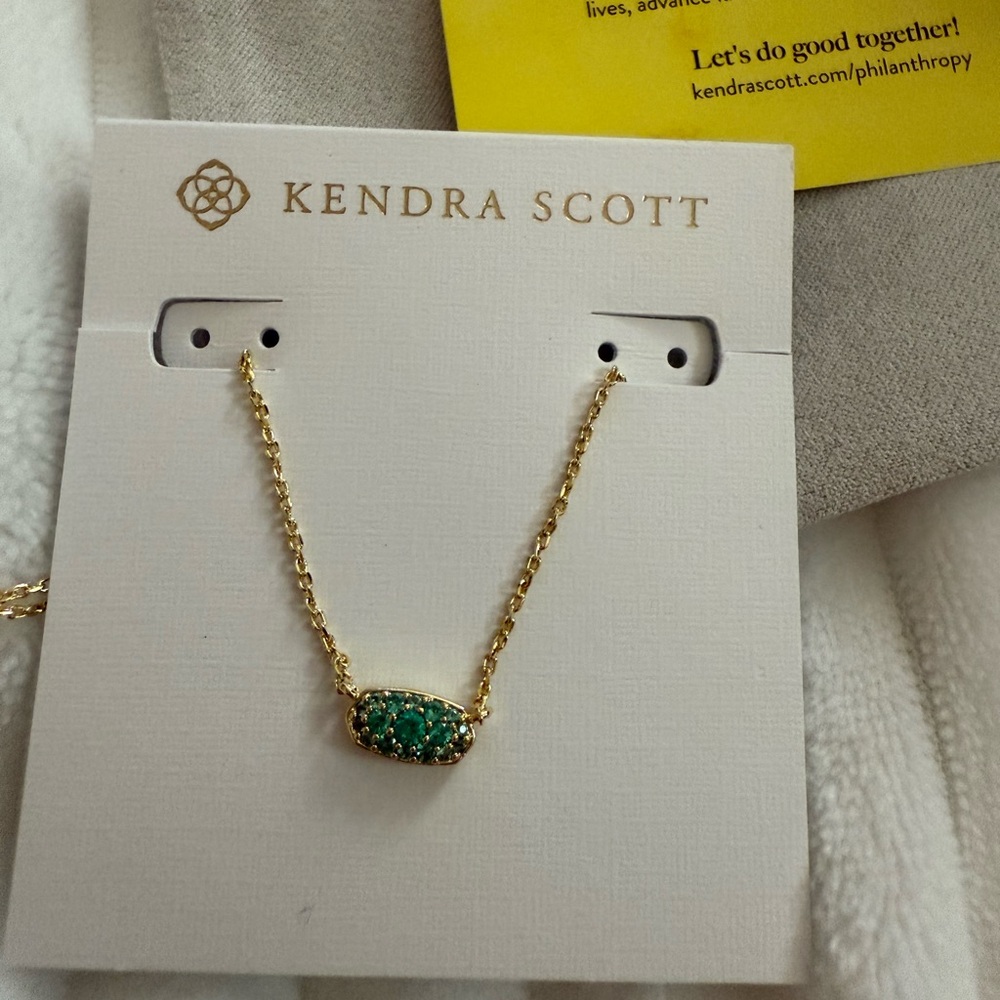 Kendra Scott Gold and Green Dainty Necklace